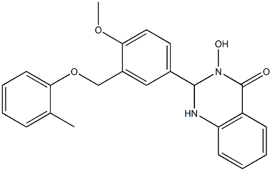 3-hydroxy-2-{4-methoxy-3-[(2-methylphenoxy)methyl]phenyl}-2,3-dihydro-4(1H)-quinazolinone Struktur