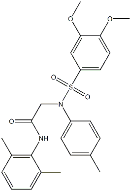 2-[{[3,4-bis(methyloxy)phenyl]sulfonyl}(4-methylphenyl)amino]-N-(2,6-dimethylphenyl)acetamide Struktur