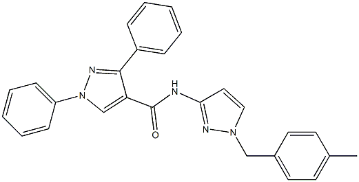 N-[1-(4-methylbenzyl)-1H-pyrazol-3-yl]-1,3-diphenyl-1H-pyrazole-4-carboxamide Struktur