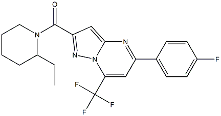 2-[(2-ethyl-1-piperidinyl)carbonyl]-5-(4-fluorophenyl)-7-(trifluoromethyl)pyrazolo[1,5-a]pyrimidine Struktur