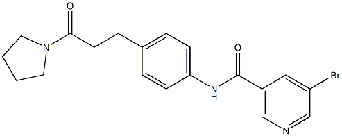 5-bromo-N-{4-[3-oxo-3-(1-pyrrolidinyl)propyl]phenyl}nicotinamide Struktur