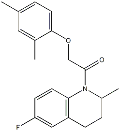 1-[(2,4-dimethylphenoxy)acetyl]-6-fluoro-2-methyl-1,2,3,4-tetrahydroquinoline Struktur