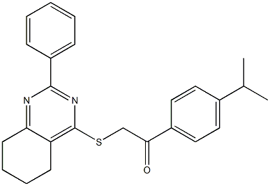 1-(4-isopropylphenyl)-2-[(2-phenyl-5,6,7,8-tetrahydro-4-quinazolinyl)sulfanyl]ethanone Struktur