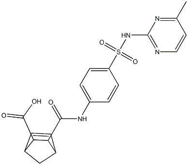 3-[(4-{[(4-methyl-2-pyrimidinyl)amino]sulfonyl}anilino)carbonyl]bicyclo[2.2.1]hept-5-ene-2-carboxylic acid Struktur