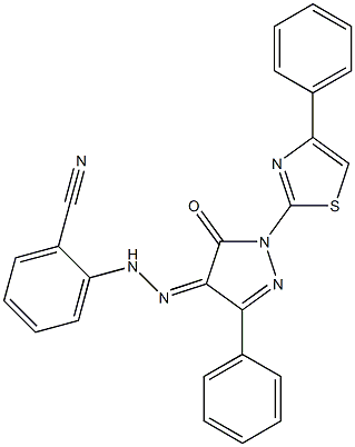 2-{2-[5-oxo-3-phenyl-1-(4-phenyl-1,3-thiazol-2-yl)-1,5-dihydro-4H-pyrazol-4-ylidene]hydrazino}benzonitrile Struktur