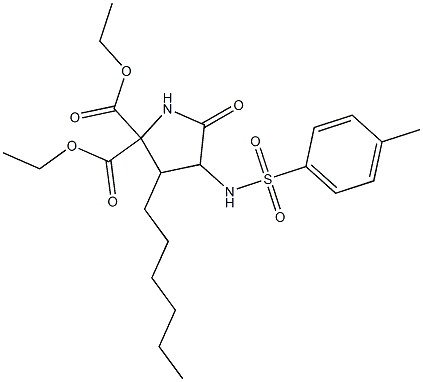 diethyl 3-hexyl-4-{[(4-methylphenyl)sulfonyl]amino}-5-oxo-2,2-pyrrolidinedicarboxylate Struktur