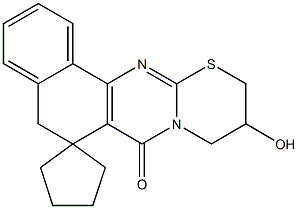 10-hydroxy-5,6,10,11-tetrahydrospiro(7H,9H-benzo[h][1,3]thiazino[2,3-b]quinazoline-6,1'-cyclopentane)-7-one Struktur