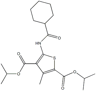 diisopropyl 5-[(cyclohexylcarbonyl)amino]-3-methyl-2,4-thiophenedicarboxylate Struktur