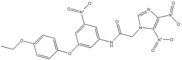 2-{4,5-bisnitro-1H-imidazol-1-yl}-N-{3-(4-ethoxyphenoxy)-5-nitrophenyl}acetamide Struktur