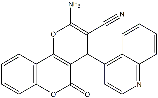 2-amino-5-oxo-4-(4-quinolinyl)-4H,5H-pyrano[3,2-c]chromene-3-carbonitrile Struktur