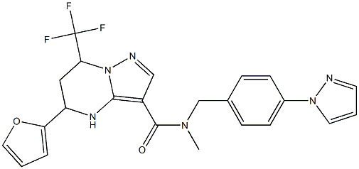 5-(2-furyl)-N-methyl-N-[4-(1H-pyrazol-1-yl)benzyl]-7-(trifluoromethyl)-4,5,6,7-tetrahydropyrazolo[1,5-a]pyrimidine-3-carboxamide Struktur