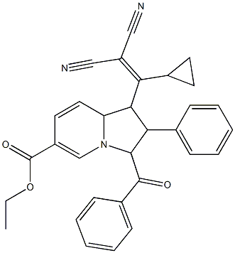 ethyl 3-benzoyl-1-(2,2-dicyano-1-cyclopropylvinyl)-2-phenyl-1,2,3,8a-tetrahydro-6-indolizinecarboxylate Struktur