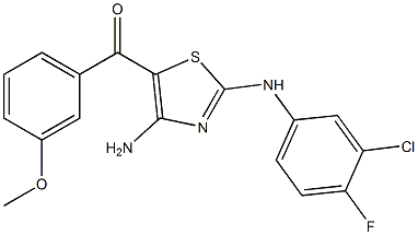 [4-amino-2-(3-chloro-4-fluoroanilino)-1,3-thiazol-5-yl](3-methoxyphenyl)methanone Struktur