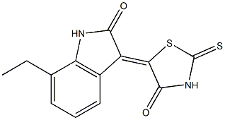 7-ethyl-3-(4-oxo-2-thioxo-1,3-thiazolidin-5-ylidene)-1,3-dihydro-2H-indol-2-one Struktur