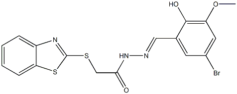 2-(1,3-benzothiazol-2-ylsulfanyl)-N'-(5-bromo-2-hydroxy-3-methoxybenzylidene)acetohydrazide Struktur