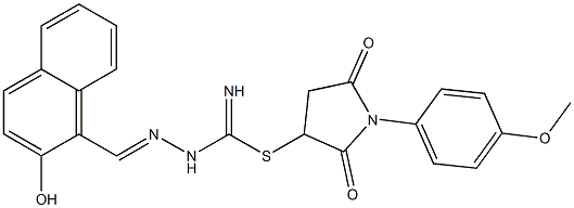 1-(4-methoxyphenyl)-2,5-dioxo-3-pyrrolidinyl 2-[(2-hydroxy-1-naphthyl)methylene]hydrazinecarbimidothioate Struktur