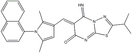 6-{[2,5-dimethyl-1-(1-naphthyl)-1H-pyrrol-3-yl]methylene}-5-imino-2-isopropyl-5,6-dihydro-7H-[1,3,4]thiadiazolo[3,2-a]pyrimidin-7-one Struktur