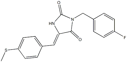 3-(4-fluorobenzyl)-5-[4-(methylsulfanyl)benzylidene]imidazolidine-2,4-dione Struktur