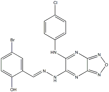 5-bromo-2-hydroxybenzaldehyde [6-(4-chloroanilino)[1,2,5]oxadiazolo[3,4-b]pyrazin-5-yl]hydrazone Struktur