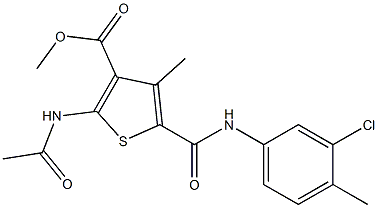 methyl 2-(acetylamino)-5-{[(3-chloro-4-methylphenyl)amino]carbonyl}-4-methylthiophene-3-carboxylate Struktur