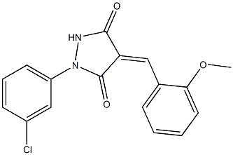 1-(3-chlorophenyl)-4-(2-methoxybenzylidene)-3,5-pyrazolidinedione Struktur