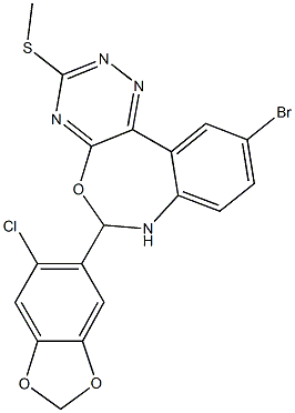 10-bromo-6-(6-chloro-1,3-benzodioxol-5-yl)-3-(methylsulfanyl)-6,7-dihydro[1,2,4]triazino[5,6-d][3,1]benzoxazepine Struktur