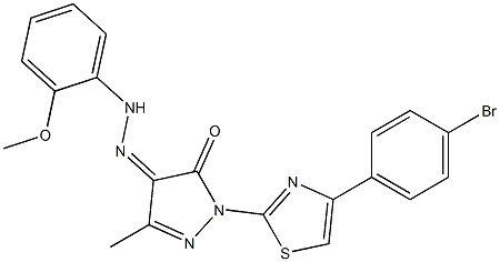 1-[4-(4-bromophenyl)-1,3-thiazol-2-yl]-3-methyl-1H-pyrazole-4,5-dione 4-[N-(2-methoxyphenyl)hydrazone] Struktur