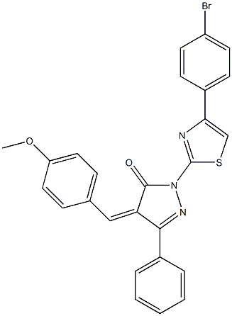 1-[4-(4-bromophenyl)-1,3-thiazol-2-yl]-4-[(Z)-(4-methoxyphenyl)methylidene]-3-phenyl-1H-pyrazol-5-one Struktur