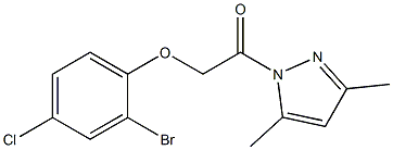 2-(2-bromo-4-chlorophenoxy)-1-(3,5-dimethyl-1H-pyrazol-1-yl)-1-ethanone Struktur