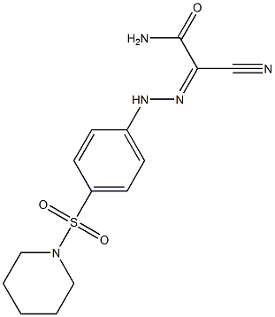 2-cyano-2-{(Z)-2-[4-(1-piperidinylsulfonyl)phenyl]hydrazono}acetamide Struktur