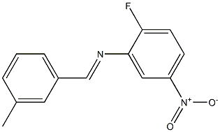 N-(2-fluoro-5-nitrophenyl)-N-[(E)-(3-methylphenyl)methylidene]amine Struktur