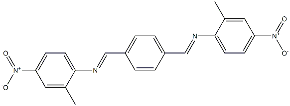 N-(2-methyl-4-nitrophenyl)-N-[(E)-(4-{[(2-methyl-4-nitrophenyl)imino]methyl}phenyl)methylidene]amine Struktur