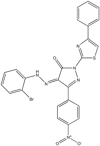 3-(4-nitrophenyl)-1-(4-phenyl-1,3-thiazol-2-yl)-1H-pyrazole-4,5-dione 4-[N-(2-bromophenyl)hydrazone] Struktur