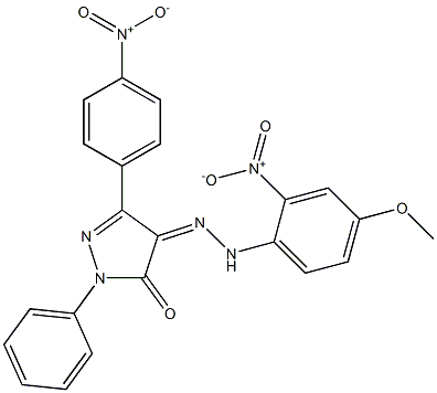 3-(4-nitrophenyl)-1-phenyl-1H-pyrazole-4,5-dione 4-[N-(4-methoxy-2-nitrophenyl)hydrazone] Struktur