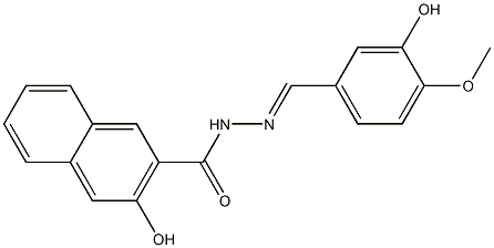 3-hydroxy-N'-[(E)-(3-hydroxy-4-methoxyphenyl)methylidene]-2-naphthohydrazide Struktur