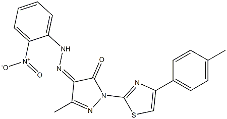 3-methyl-1-[4-(4-methylphenyl)-1,3-thiazol-2-yl]-1H-pyrazole-4,5-dione 4-[N-(2-nitrophenyl)hydrazone] Struktur