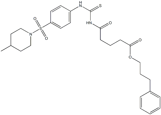 3-phenylpropyl 5-[({4-[(4-methyl-1-piperidinyl)sulfonyl]anilino}carbothioyl)amino]-5-oxopentanoate Struktur