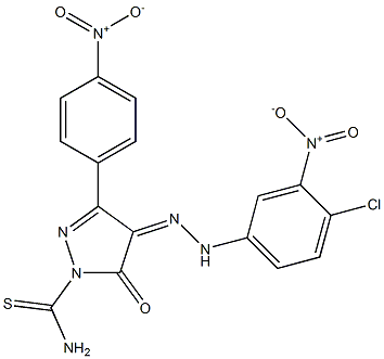 4-[(Z)-2-(4-chloro-3-nitrophenyl)hydrazono]-3-(4-nitrophenyl)-5-oxo-1H-pyrazole-1(5H)-carbothioamide Struktur