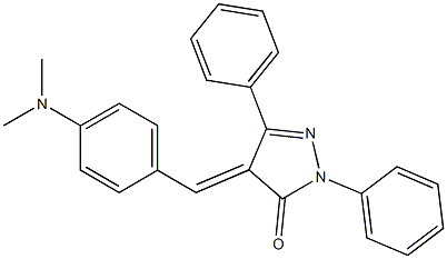 4-{(E)-[4-(dimethylamino)phenyl]methylidene}-2,5-diphenyl-2,4-dihydro-3H-pyrazol-3-one Struktur