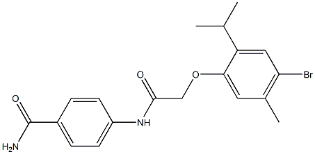 4-{[2-(4-bromo-2-isopropyl-5-methylphenoxy)acetyl]amino}benzamide Struktur