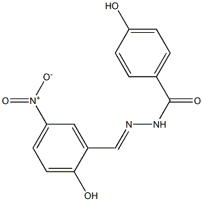 4-hydroxy-N'-[(E)-(2-hydroxy-5-nitrophenyl)methylidene]benzohydrazide Struktur