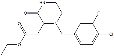 ethyl 2-[1-(4-chloro-3-fluorobenzyl)-3-oxo-2-piperazinyl]acetate Struktur