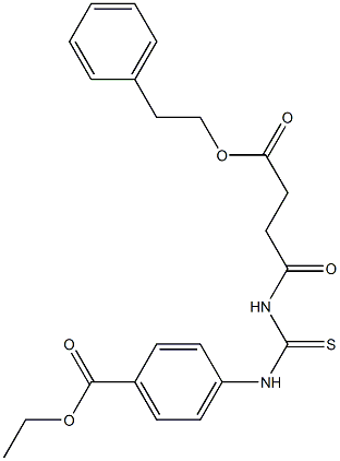 ethyl 4-[({[4-oxo-4-(phenethyloxy)butanoyl]amino}carbothioyl)amino]benzoate Struktur