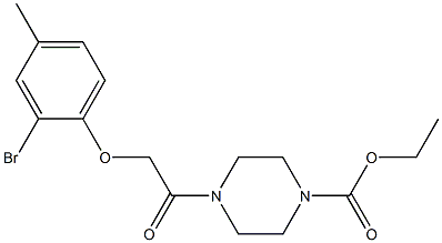 ethyl 4-[2-(2-bromo-4-methylphenoxy)acetyl]-1-piperazinecarboxylate Struktur