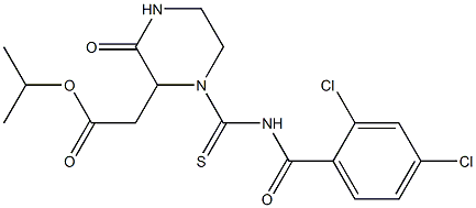 isopropyl 2-(1-{[(2,4-dichlorobenzoyl)amino]carbothioyl}-3-oxo-2-piperazinyl)acetate Struktur