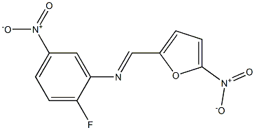 2-fluoro-5-nitro-N-[(E)-(5-nitro-2-furyl)methylidene]aniline Struktur