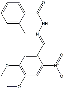 N'-[(E)-(4,5-dimethoxy-2-nitrophenyl)methylidene]-2-methylbenzohydrazide Struktur