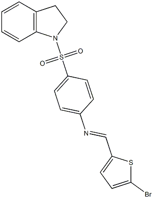 N-[(E)-(5-bromo-2-thienyl)methylidene]-N-[4-(2,3-dihydro-1H-indol-1-ylsulfonyl)phenyl]amine Struktur