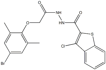 N'-[2-(4-bromo-2,6-dimethylphenoxy)acetyl]-3-chloro-1-benzothiophene-2-carbohydrazide Struktur