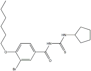 N-[3-bromo-4-(hexyloxy)benzoyl]-N'-cyclopentylthiourea Struktur